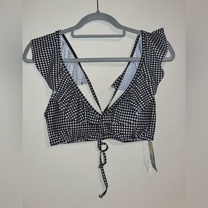 Checkered print swimsuit top